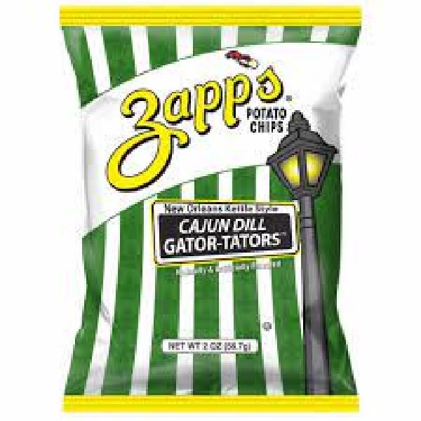 Zapp's Potato Chips Cajun Dill Gator-Tator Potato Chips 2 Ounce Size - 25 Per Case.