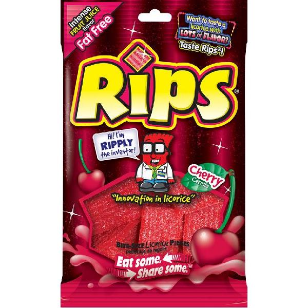 Rips Bite Size Cherry Pieces Peg Bag 4 Ounce Size - 12 Per Case.