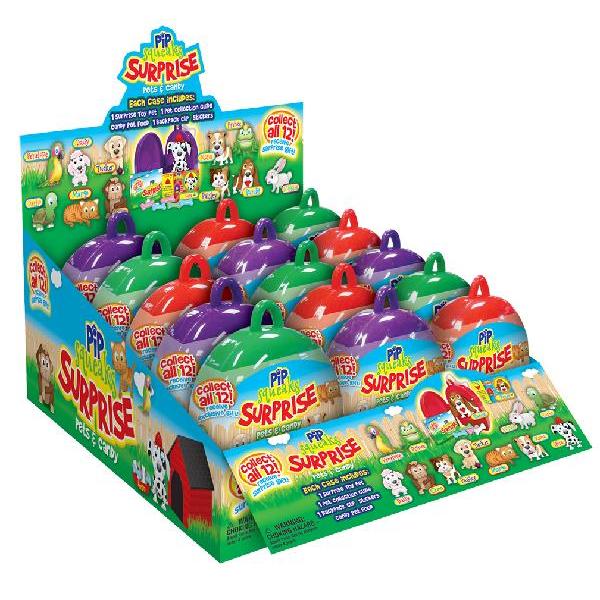 Pip Squeaks Surprise Collectible Surprise Pets And Candy Display Carton 0.4 Ounce Size - 60 Per Case.
