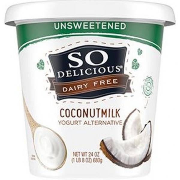 So Delicious Cultured Coconut Unsweetened Plain Extended Shelf Life 24 Ounce Size - 6 Per Case.
