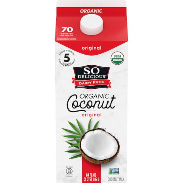 So Delicious Organic Coconut Milk Original Extended Shelf Life 0.5 Gallon - 6 Per Case.
