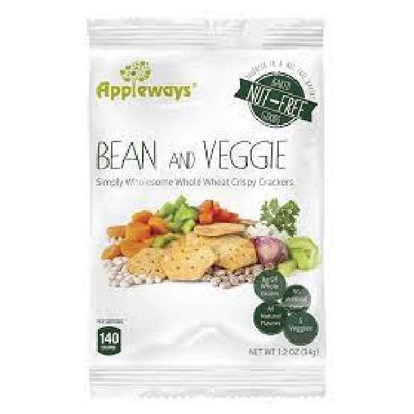 Appleways Whole Grain Veggie Crispy Crackers Bags In Box 20 Ounce Size - 4 Per Case.