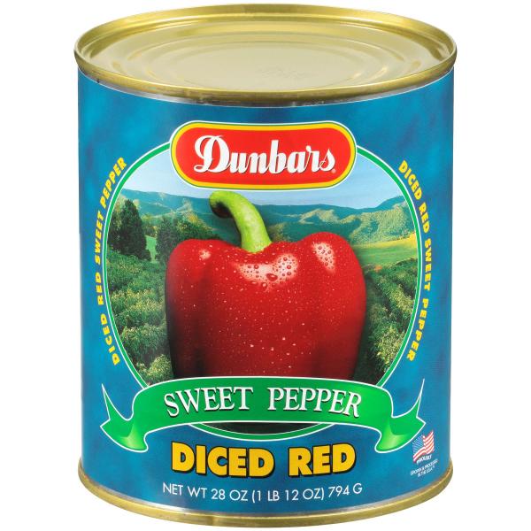 Diced Red Pepper Dunbar Label 28 Ounce Size - 12 Per Case.