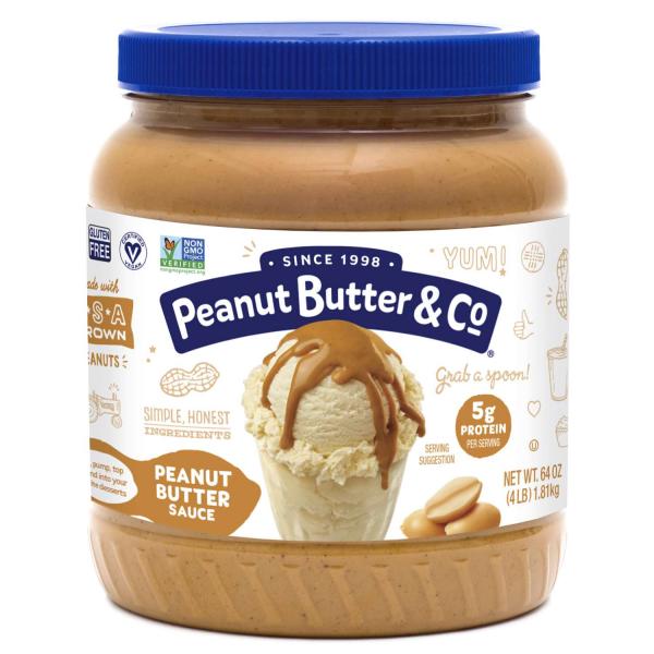 Peanut Butter Sauce All Natural Pumpable Peanut Butter Vegan Non Gmo Kosher Glu 4 Pound Each - 6 Per Case.