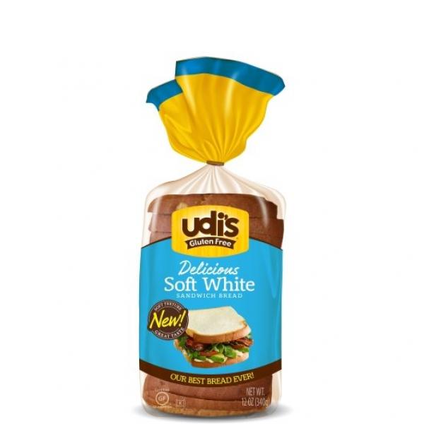 Udi's Delicious Soft White Sandwich Bread 12 Ounce Size - 8 Per Case.
