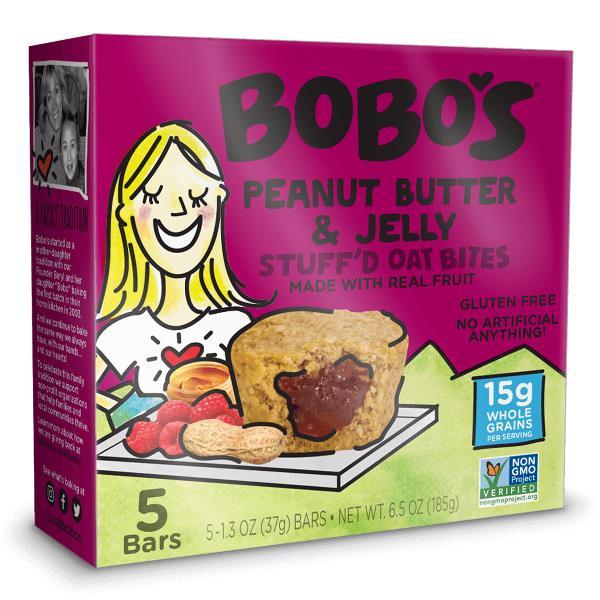 Peanut Butter & Jelly Bobo's Bites Pound 0.41 Pound Each - 6 Per Case.
