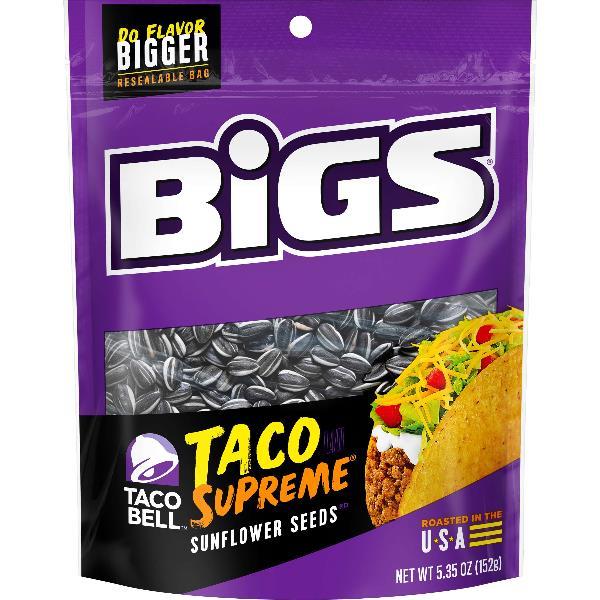 Bigs Taco Supreme Sunflower Seeds 5.35 Ounce Size - 8 Per Case.