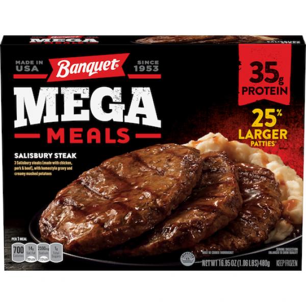 Banquet Mega Meals Salisbury Steak 16.95 Ounce Size - 8 Per Case.
