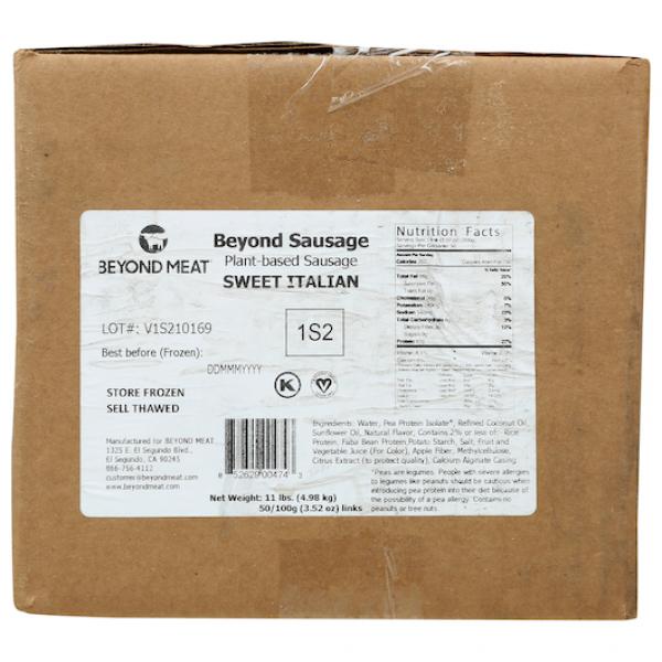 Beyond Meat Beyond Sausage Plant-Based Dinner Sausage Links Sweet Italian 3.52 Ounce Size - 50 Per Case.
