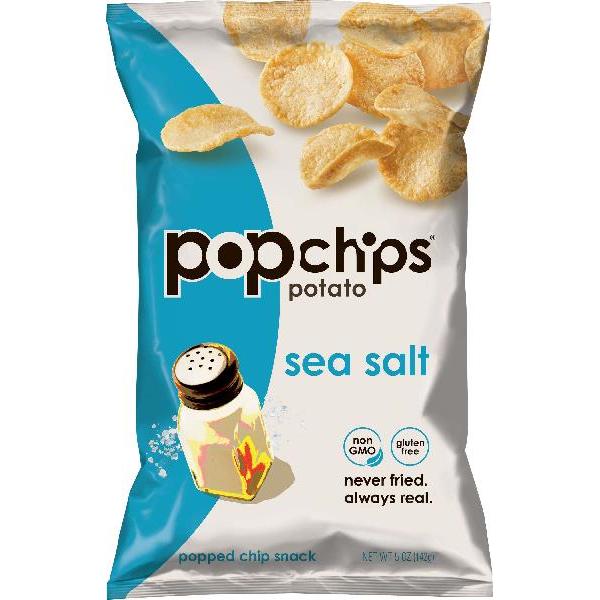 Popchips Sea Salt Potato Chip Snack 5 Ounce Size - 12 Per Case.