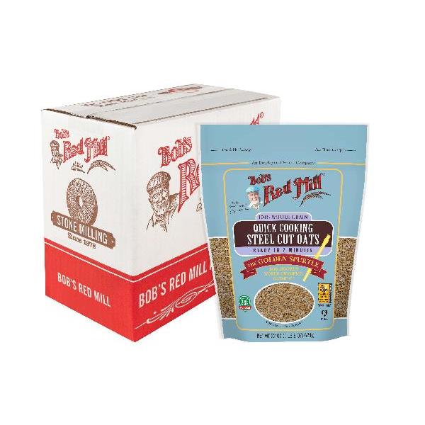 Bob's Red Mill Quick Cooking Steel Cut Oats 22 Ounce Size - 4 Per Case.