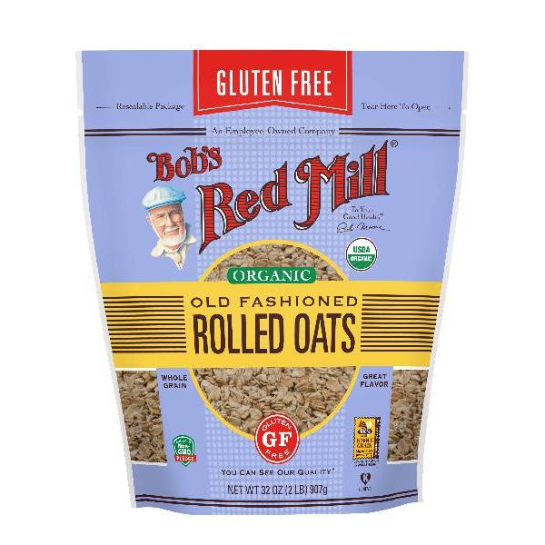 Bob's Red Mill Gluten Free Organic Old Fashioned Rolled Oats 32 Ounce Size - 4 Per Case.