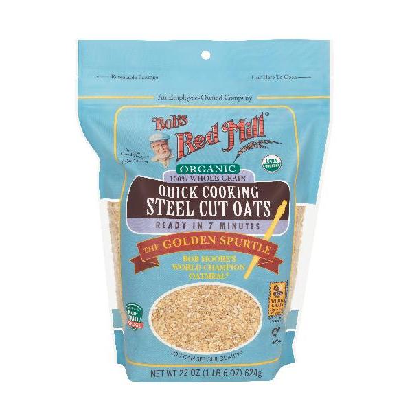 Bob's Red Mill Organic Quick Cooking Steel Cut Oats 22 Ounce Size - 4 Per Case.