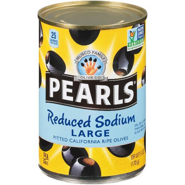 Olives Reduced Sodium Large Pitted 6 Ounce Size - 12 Per Case.