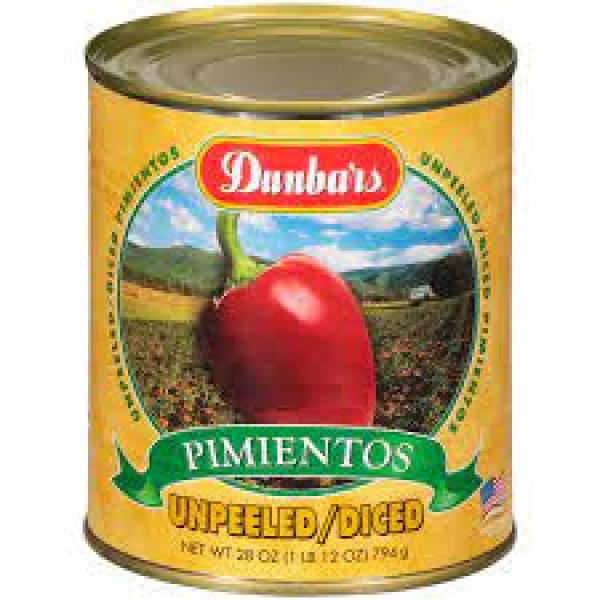 Diced Unp Pimiento Dunbar Label 28 Ounce Size - 12 Per Case.