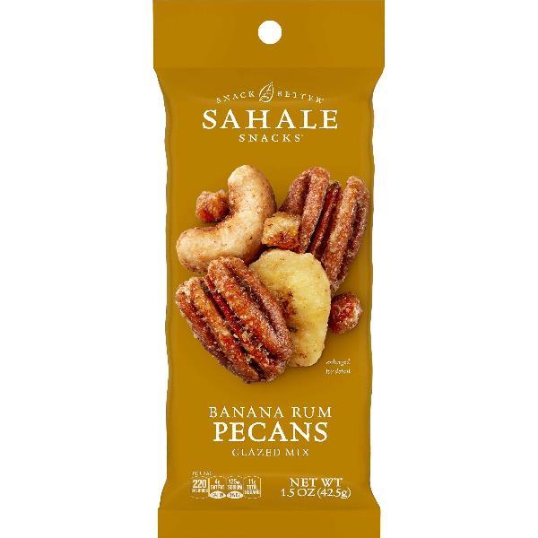 Sahale Banana Rum Pecans Glazed Mix 1.5 Ounce Size - 18 Per Case.