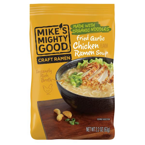 Mike's Mighty Good Fried Garlic Chicken Ramen Noodles 2.2 Ounce Size - 7 Per Case.