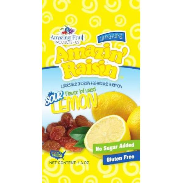 Amazin Raisin Raisin Sour Lemon 1.3 Ounce Size - 250 Per Case.