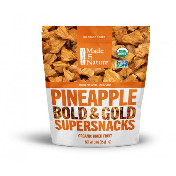 Made In Nature Dried Fruit Pineapple 3 Ounce Size - 6 Per Case.