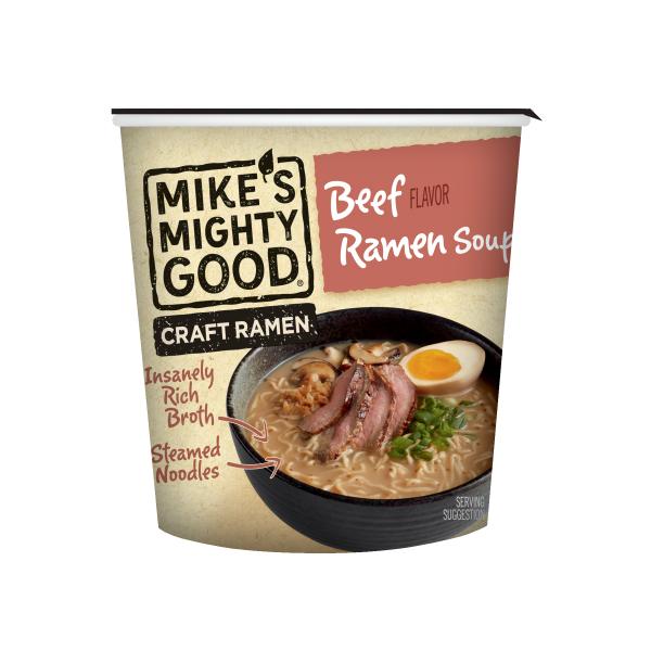 Mike's Mighty Good Ramen Soup Cup Beef 1.8 Ounce Size - 6 Per Case.