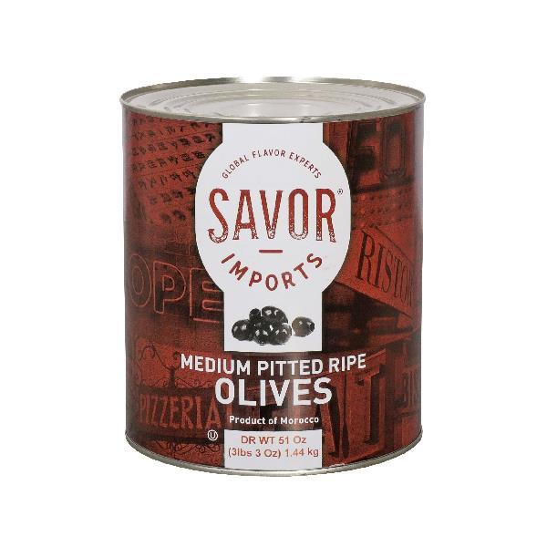 Medium Pitted Ripe Olives Can 10 Each - 6 Per Case.