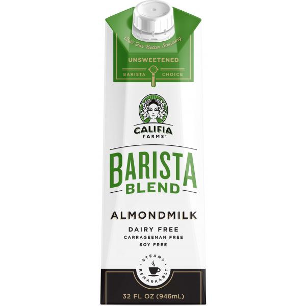 Califia Farms Unsweetened Almond Barista Blend Almond Milk 32 Fluid Ounce - 6 Per Case.
