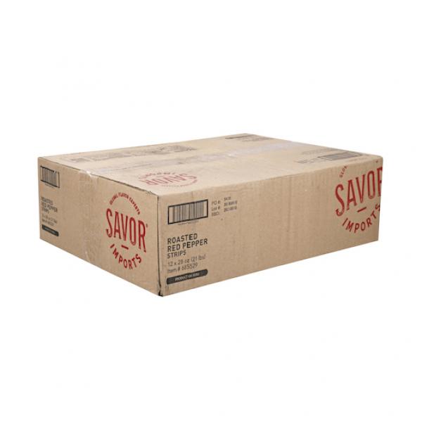 Savor Imports Roasted Red Pepper Strips 28 Ounce Size - 12 Per Case.