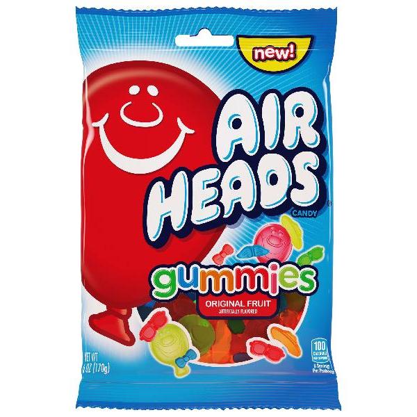 Airheads Gummies Candy Peg Bag Fruit 6 Ounce Size - 12 Per Case.