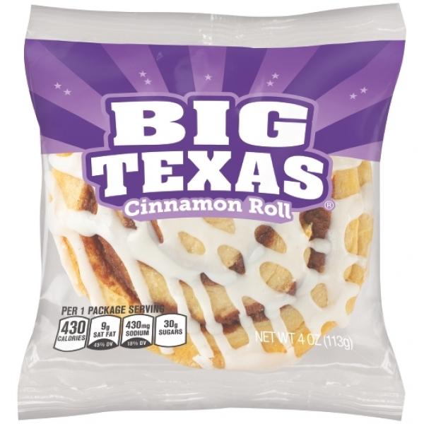 Big Texas Cinnamon Roll Single Serve Freeze On Arrival 4 Ounce Size - 36 Per Case.