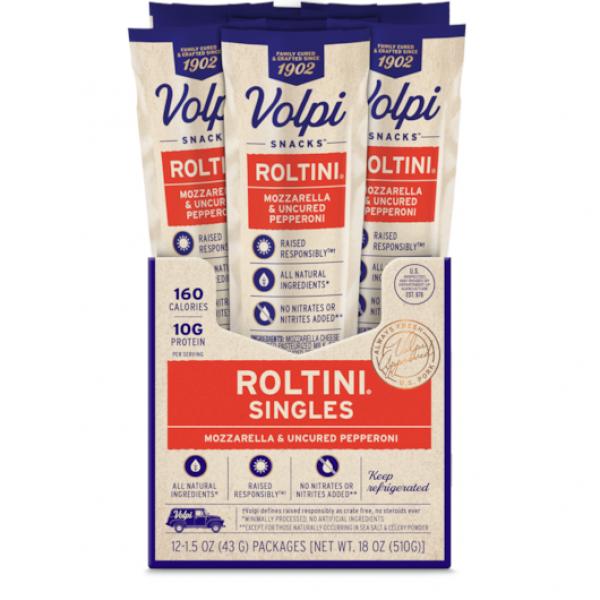Volpi Roltini Singles With Pepperoni Displayready Carton 1.5 Ounce Size - 24 Per Case.