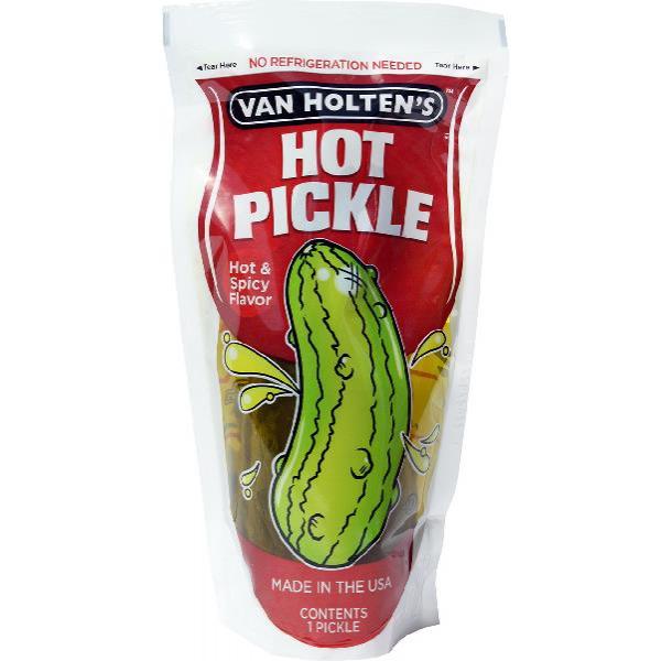 Van Holten's Jumbo Hot Pickle Individually Packed In A Pouch 1 Each - 12 Per Case.