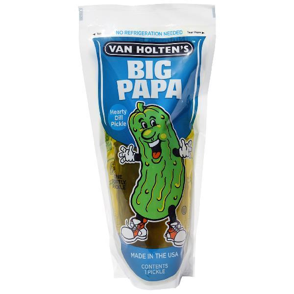 Van Holten's Big Papa Dill Pickle Individually Packed In A Pouch, 1 Each - 12 Per Case.