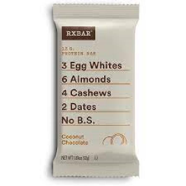 Rxbar Coconut Chocolate Protein Bar Gram 52 Grams Each - 72 Per Case.