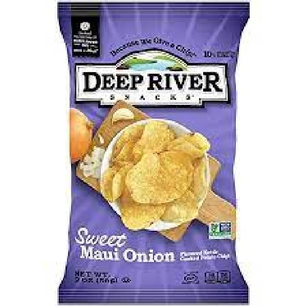 Deep River Snacks Kettle Potato Chip Sweet Maui Onion 2 Ounce Size - 24 Per Case.