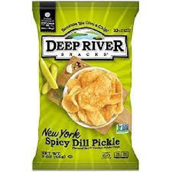 Deep River Snacks Kettle Potato Chip New York Spicy Dill Pickle 2 Ounce Size - 24 Per Case.