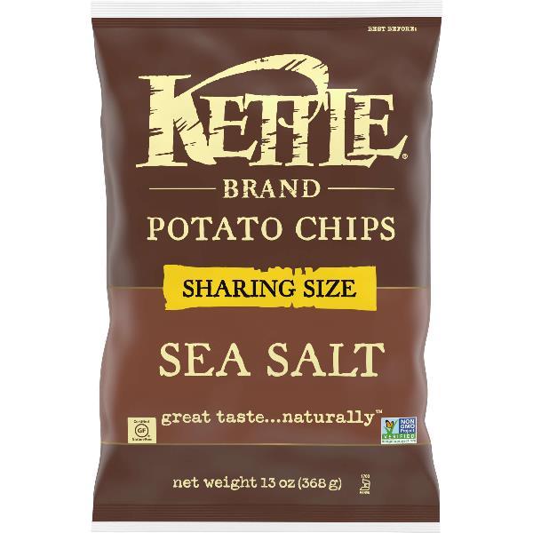 Kettle Brand Potato Chips Sea Salt Kettle Chips Sharing Size 13 Ounce Size - 9 Per Case.