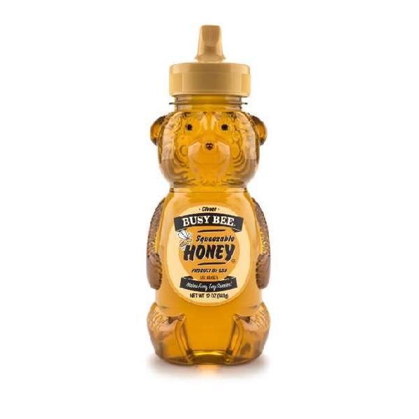 Busy Bee Clover Honey Bear 12 Ounce Size - 12 Per Case.