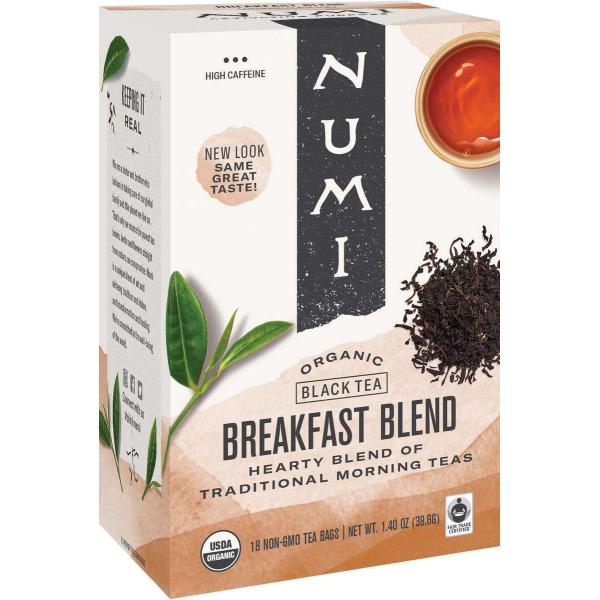 Numi Breakfast Blend Black Tea 18 Count Packs - 6 Per Case.