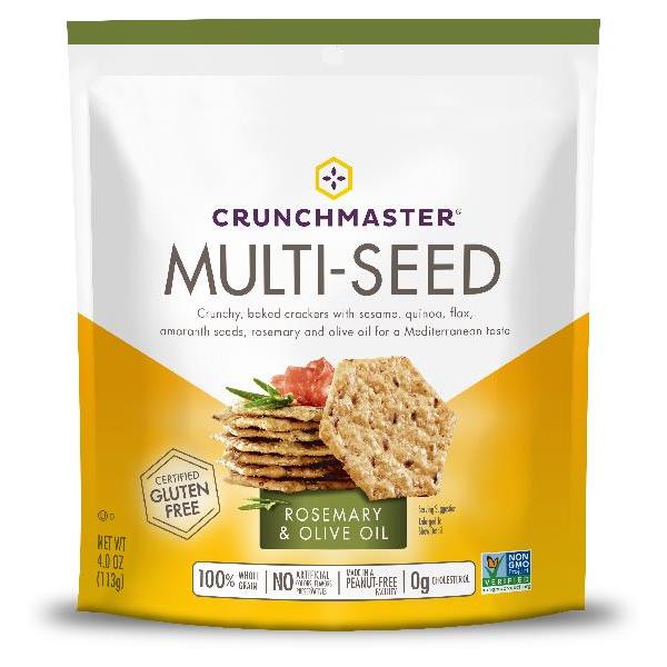 Crunchmaster Multi Seed Crackers Rosemary & Olive Oil 4 Ounce Size - 12 Per Case.