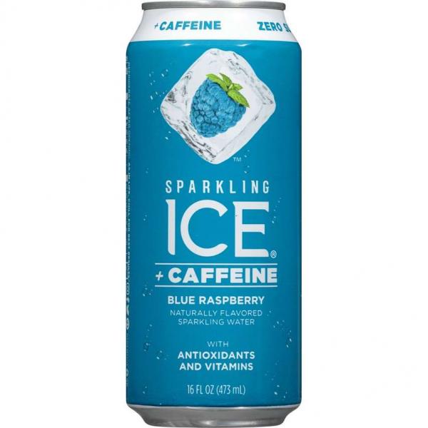 Sparkling Ice Caffeine Blue Raspberry Naturally Flavored Sparkling Water With Antioxidan 16 Fluid Ounce - 12 Per Case.