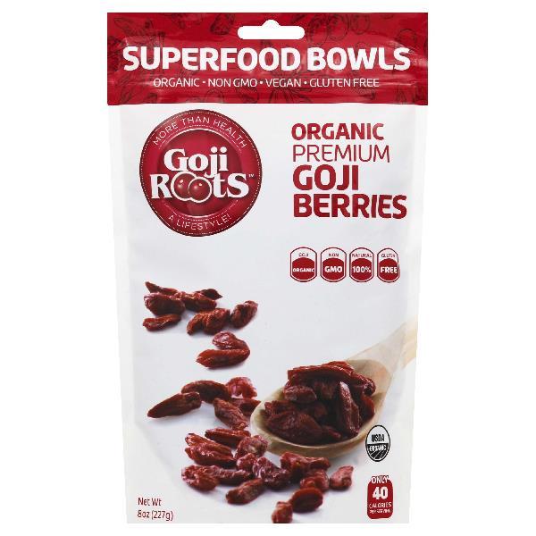 Goji Roots Goji Berries Organic Premium 8 Ounce Size - 6 Per Case.
