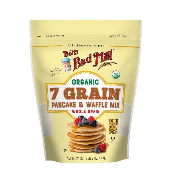 Bob's Red Mill Organic Grain Pancake And Waffle Mix 24 Ounce Size - 4 Per Case.