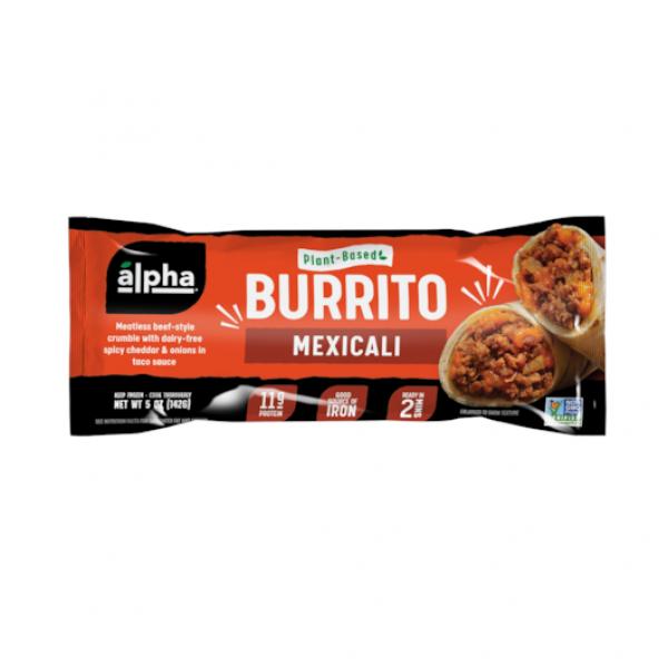 Alpha Foods Plant Based Mexicali Burrito 5 Ounce Size - 12 Per Case.