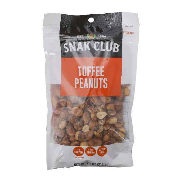 Snak Club Premium Toffee Peanuts 7.5 Ounce Size - 6 Per Case.
