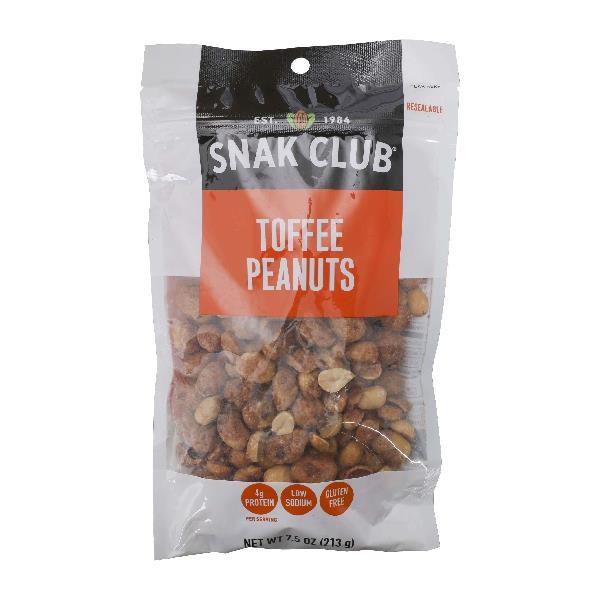 Snak Club Premium Toffee Peanuts 7.5 Ounce Size - 6 Per Case.