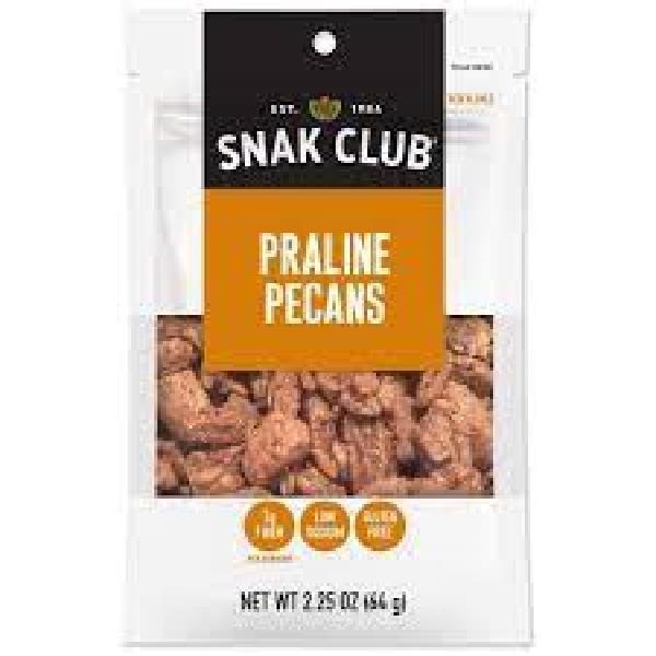 Snak Club Premium Praline Pecans 2.25 Ounce Size - 6 Per Case.