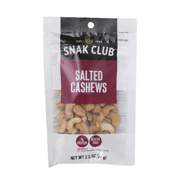Snak Club Salted Cashews 2.5 Ounce Size - 6 Per Case.
