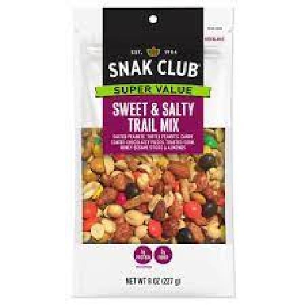 Snak Club Sweet Salty Trail Mix 8 Ounce Size - 6 Per Case.
