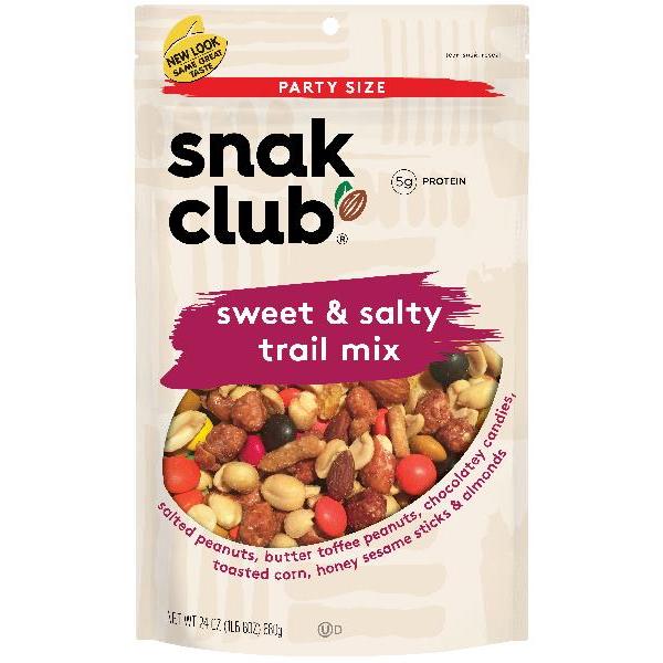 Snak Club Party Size Sweet & Salty Trail Mix 1.5 Pound Each - 6 Per Case.