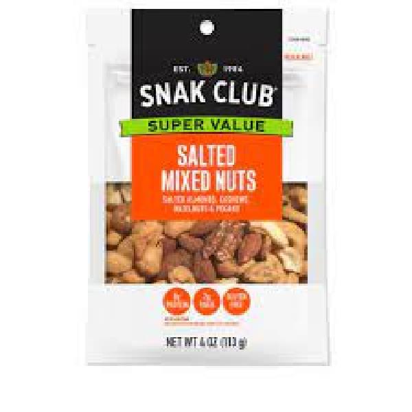 Snak Club Salted Mixed Nuts 4 Ounce Size - 6 Per Case.